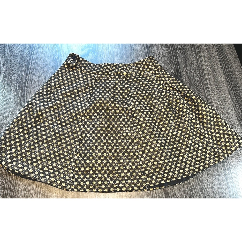 Nanette Lepore Metallic Gold Black Skirt Women's Size 2 | Lined Mini Party Skirt